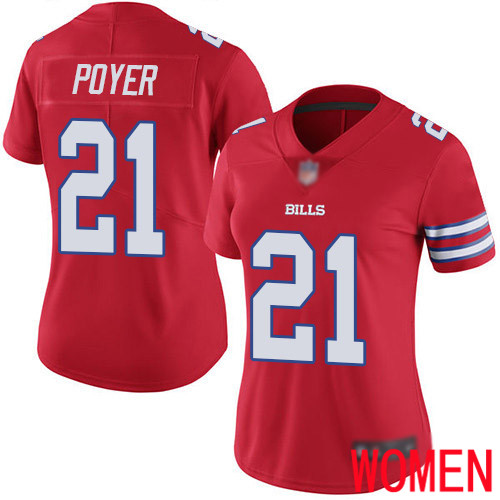 Women Buffalo Bills 21 Jordan Poyer Limited Red Rush Vapor Untouchable NFL Jersey